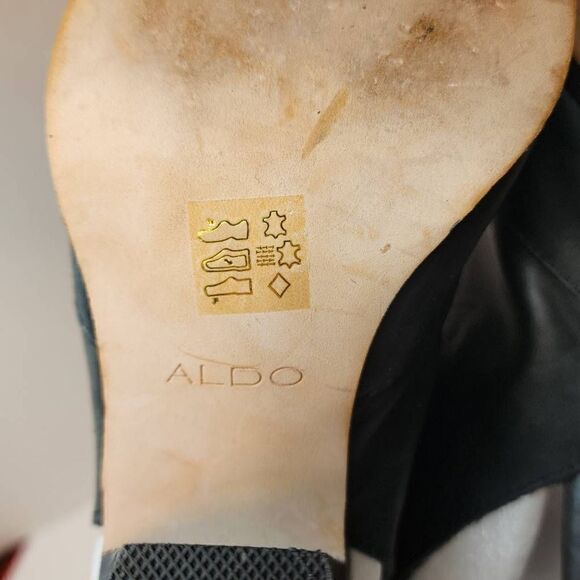 ALDO Booties Size 8.5 Black Full Side Zip Close Toe Open Heel Back One Strap - Picture 7 of 9